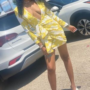 Yellow & White Ruffle Dress ( Back Out )